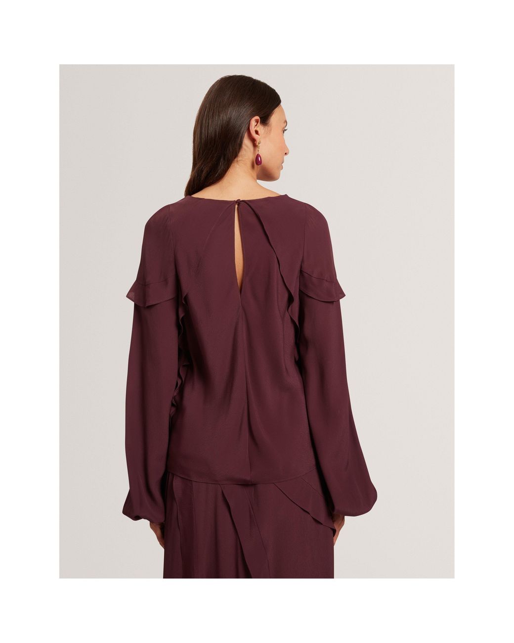 Ted Baker Purple Long-Sleeve Frill Blouse