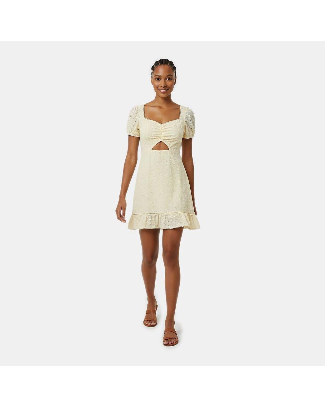 Jack Wills Natural Broderie Mini Dress