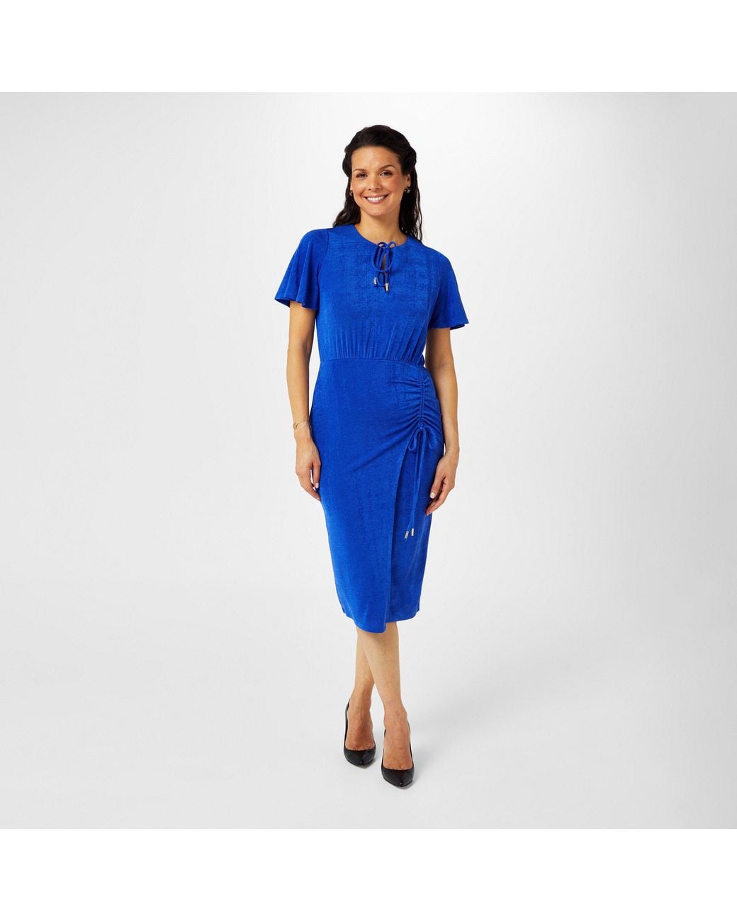 Biba Blue Keyhole Jersey Dress