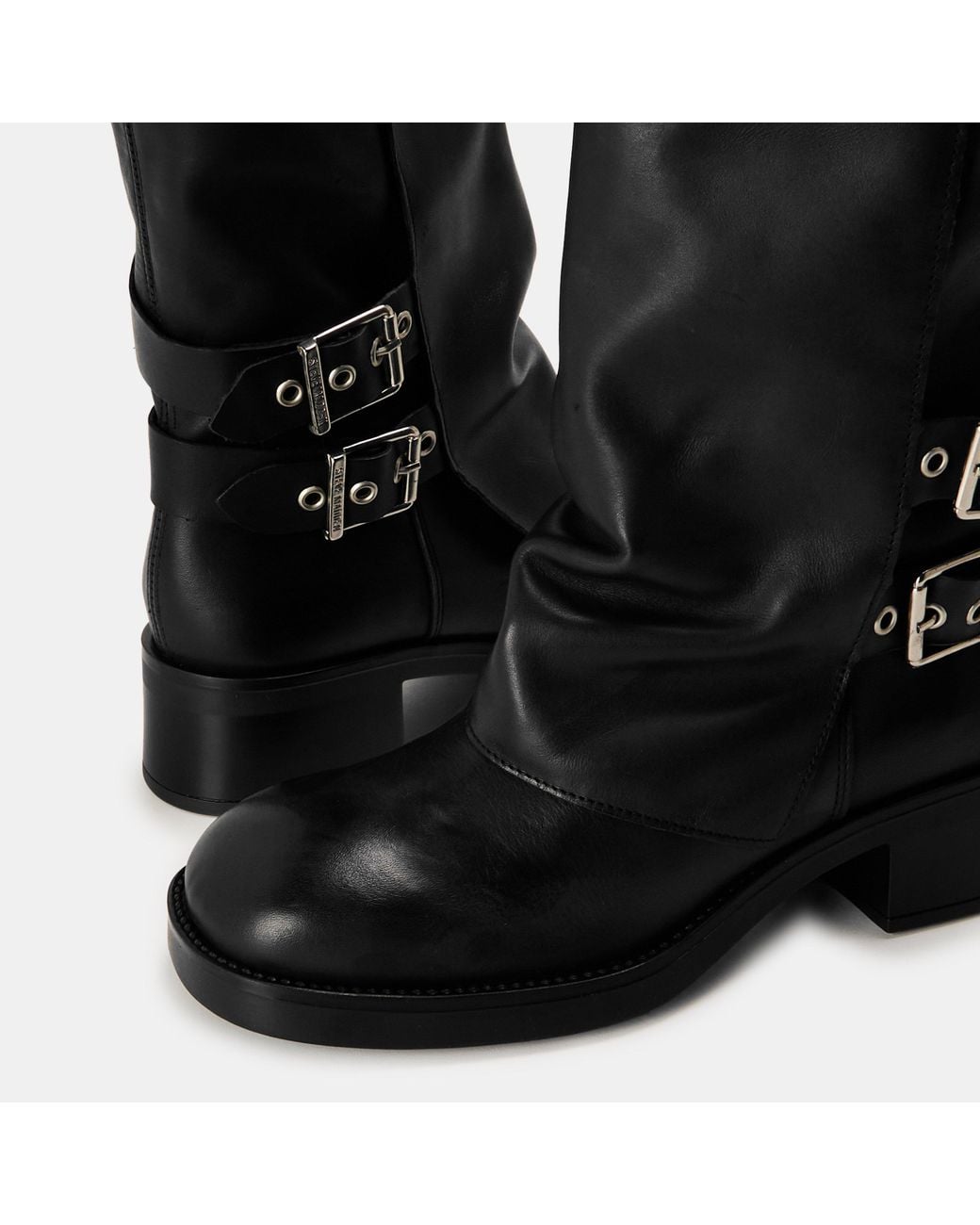Steve Madden Black Bonfire Trench Boots With Metallic Pattern