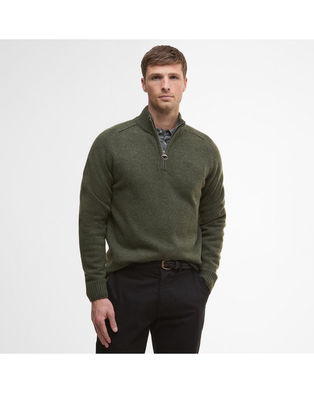 Barbour Green Grangetown Half Zip Jumper for men
