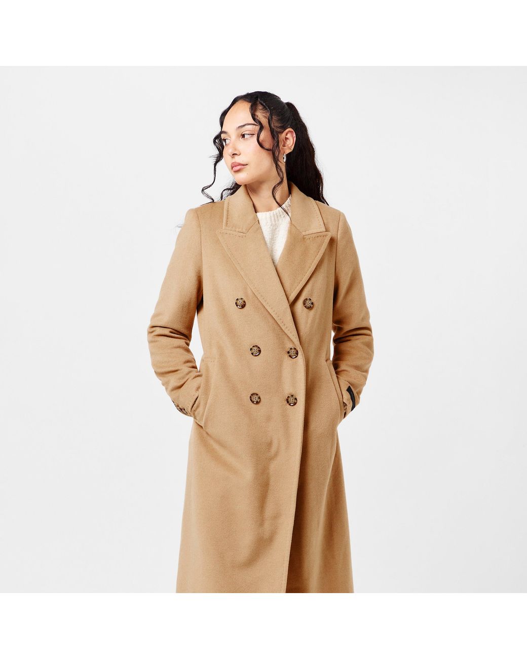 Donna Karan Natural Dkaran Double Breasted Overcoat