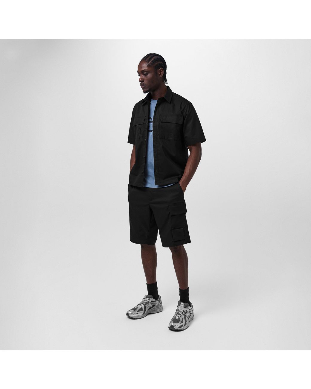 CP COMPANY METROPOLIS Black Short-Sleeve Oxford Shirt for men
