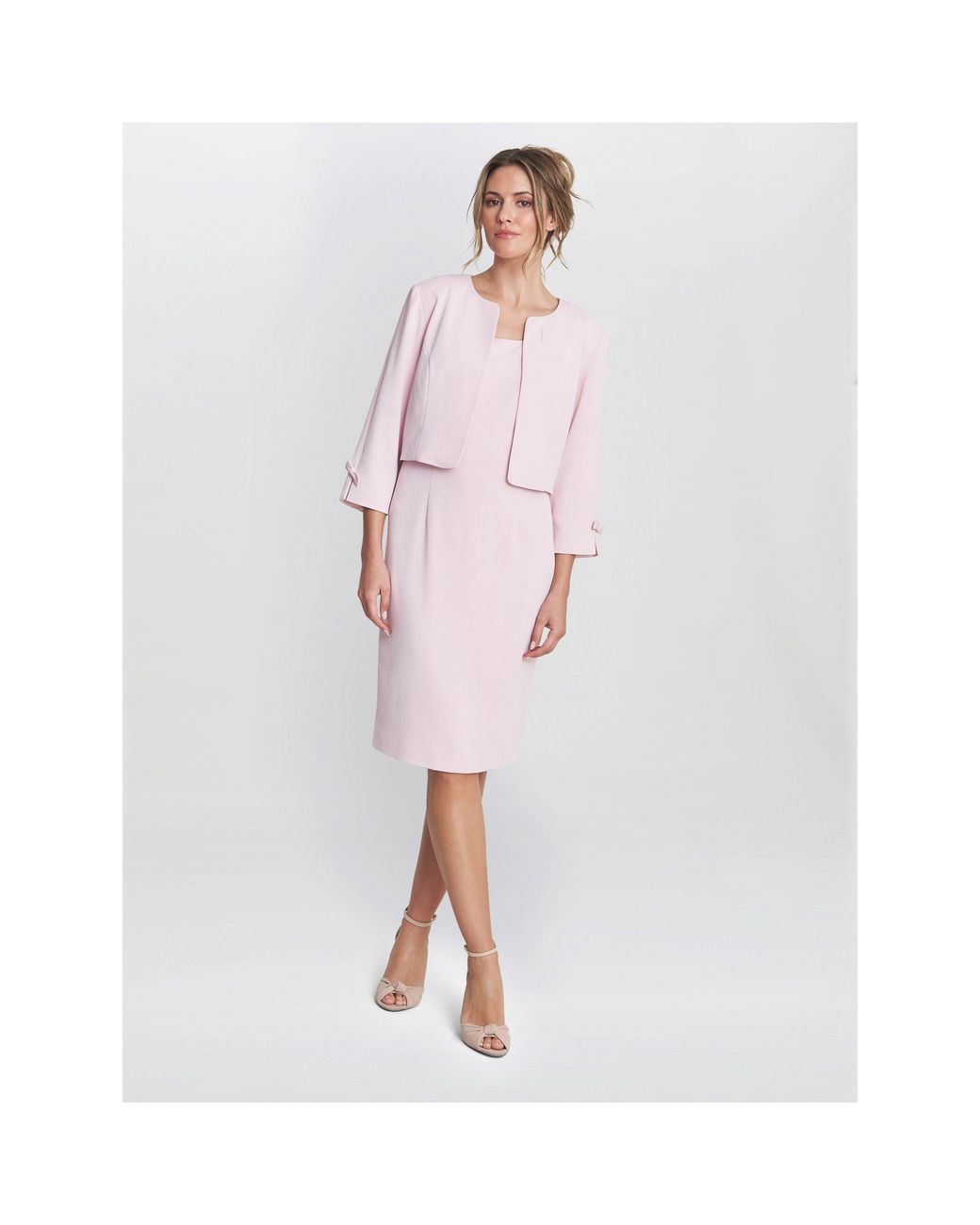 Gina Bacconi Pink Corinne Crepe Dress And Jacket