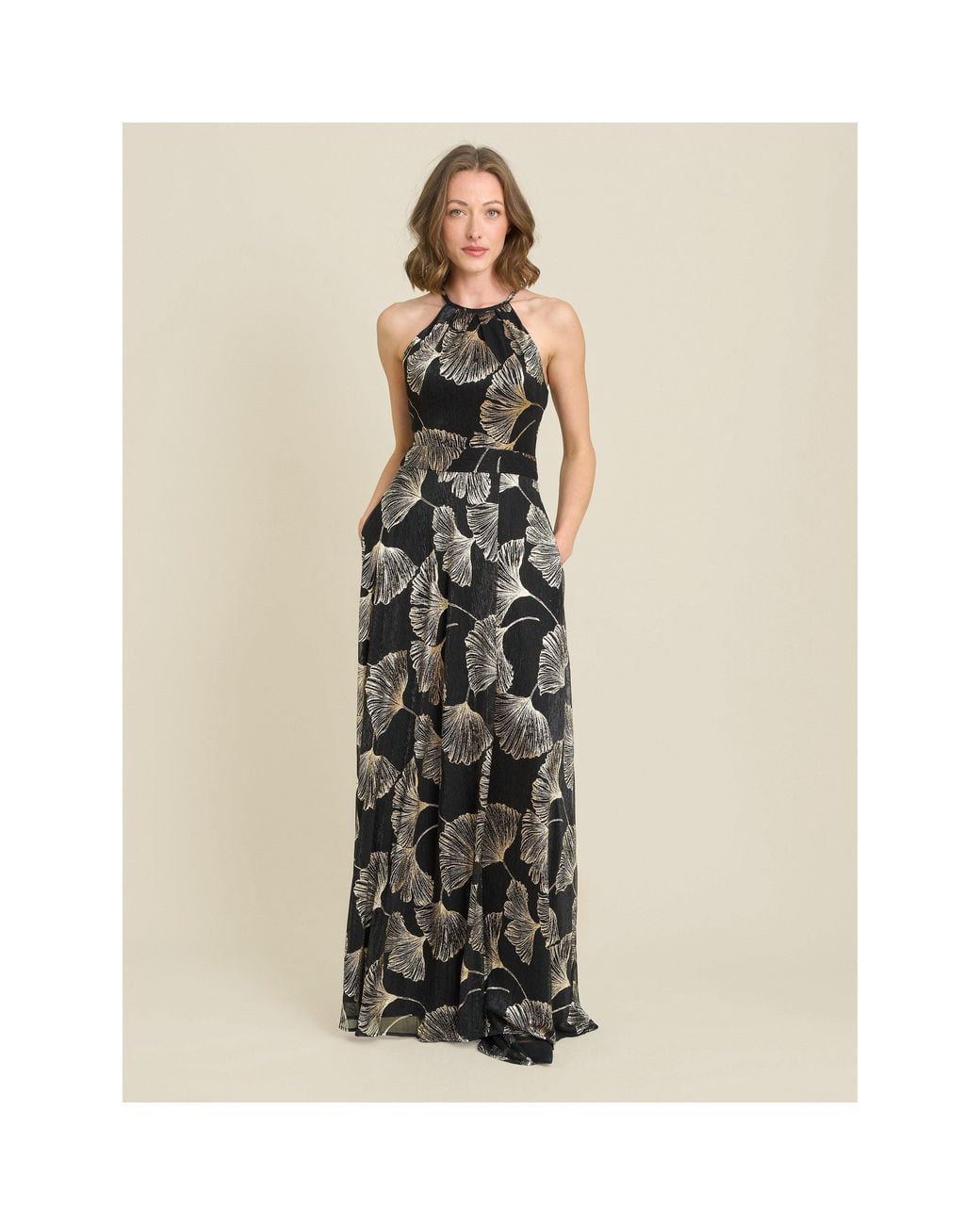 Gina Bacconi Multicolor Turner Halter Neck Maxi Dress