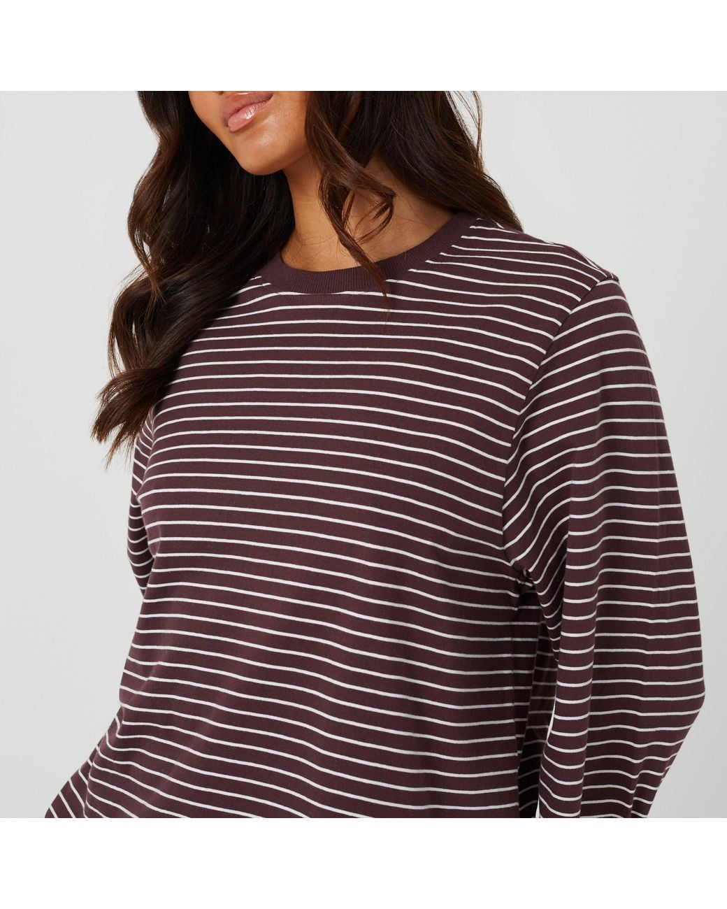 Brave Soul Red Ladies Yarn Dye Stripe Long Sleeve Top
