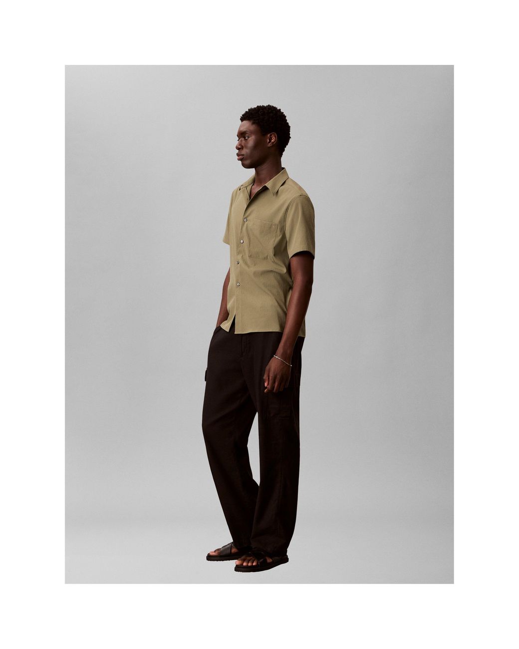 Calvin Klein Green Short Sleeve Plain Shirt for men