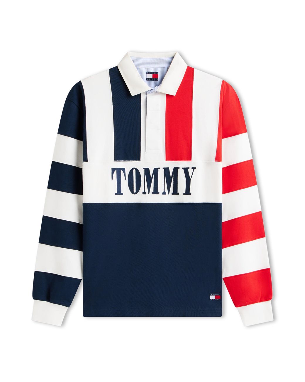 Tommy Hilfiger Blue Colour-Blocked Rugby Shirt for men