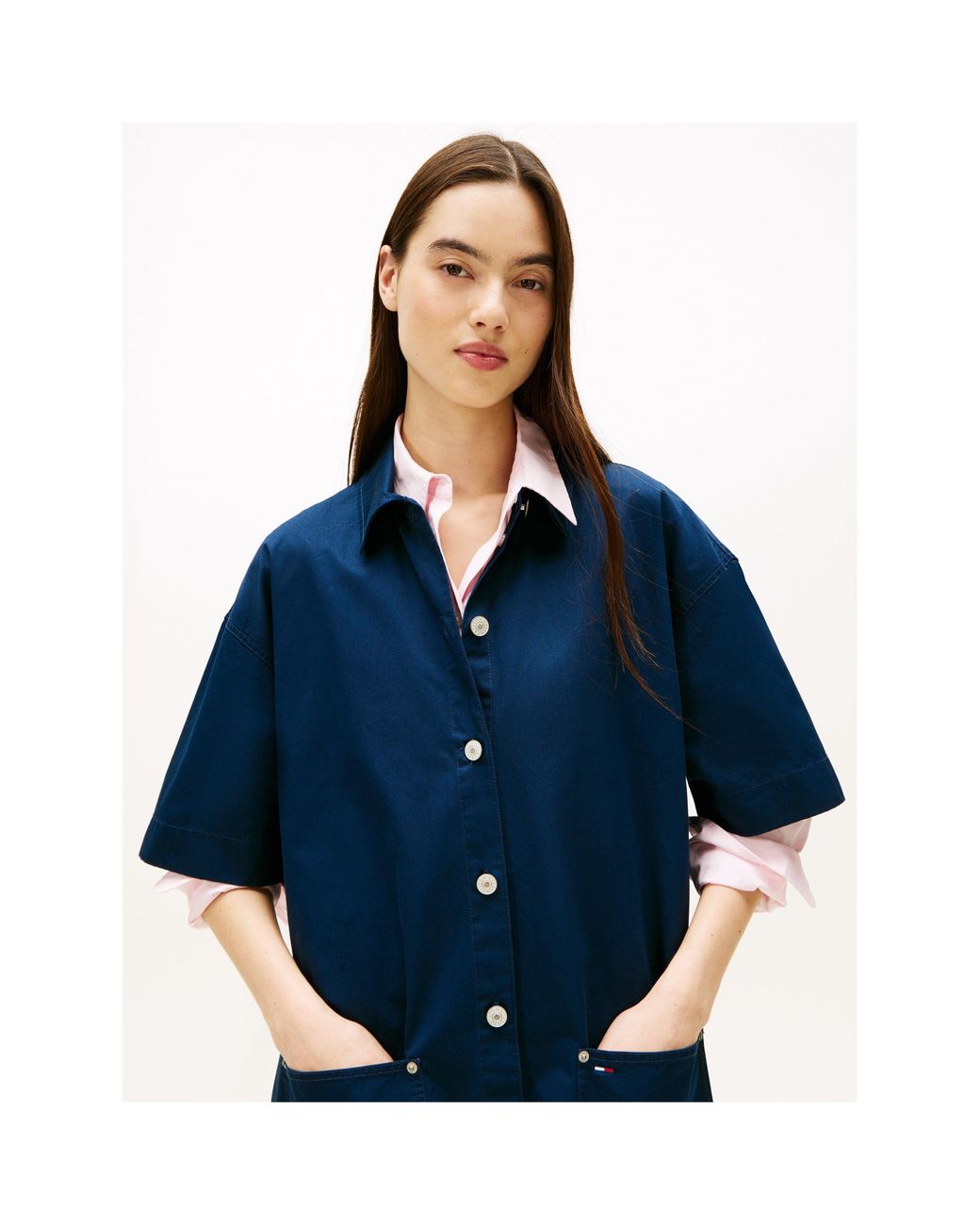 Tommy Hilfiger Blue Pokt Mini Shirt Dress