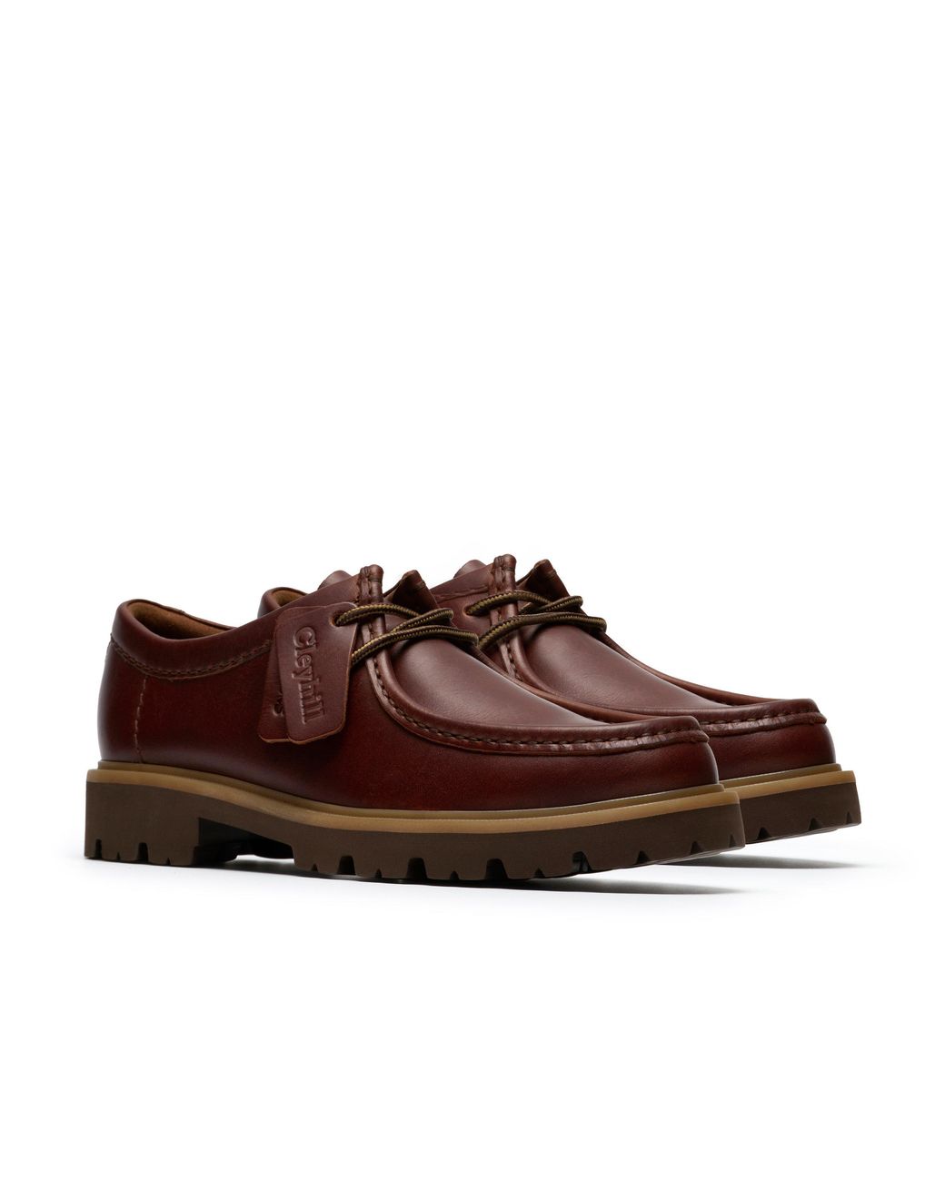 Clarks Brown Cleyhill Seam Leather Moc-Toe Shoes for men