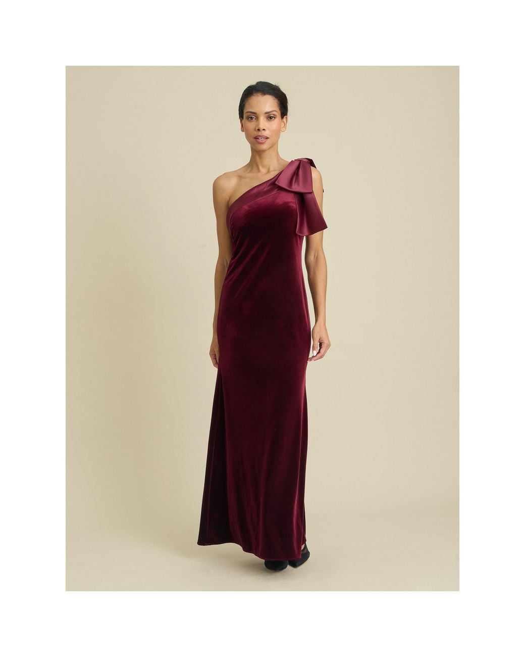 Gina Bacconi Red Angela One Shoulder Maxi Dress