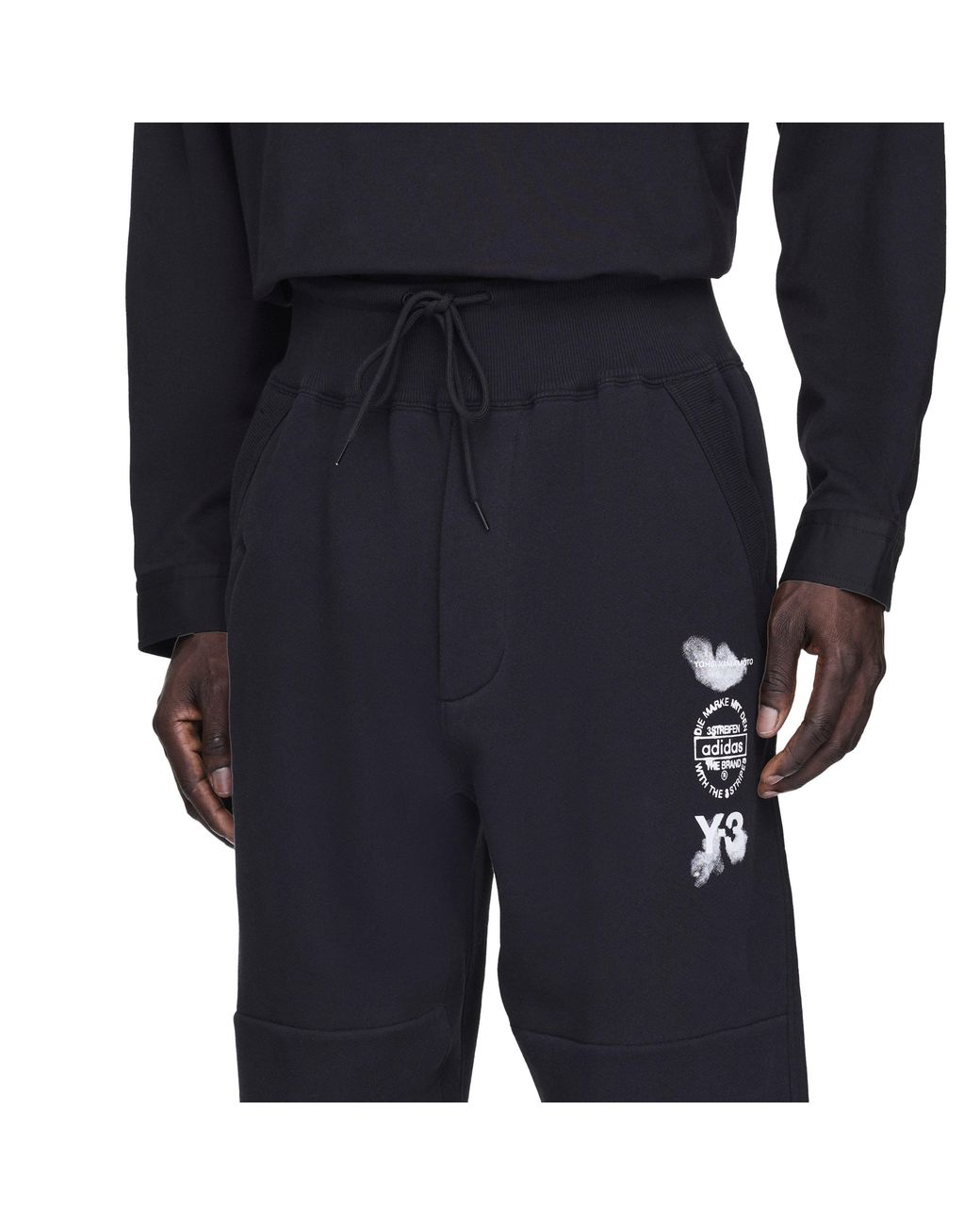 Y-3 Black Open Hem Woven Tracksuit Joggers for men