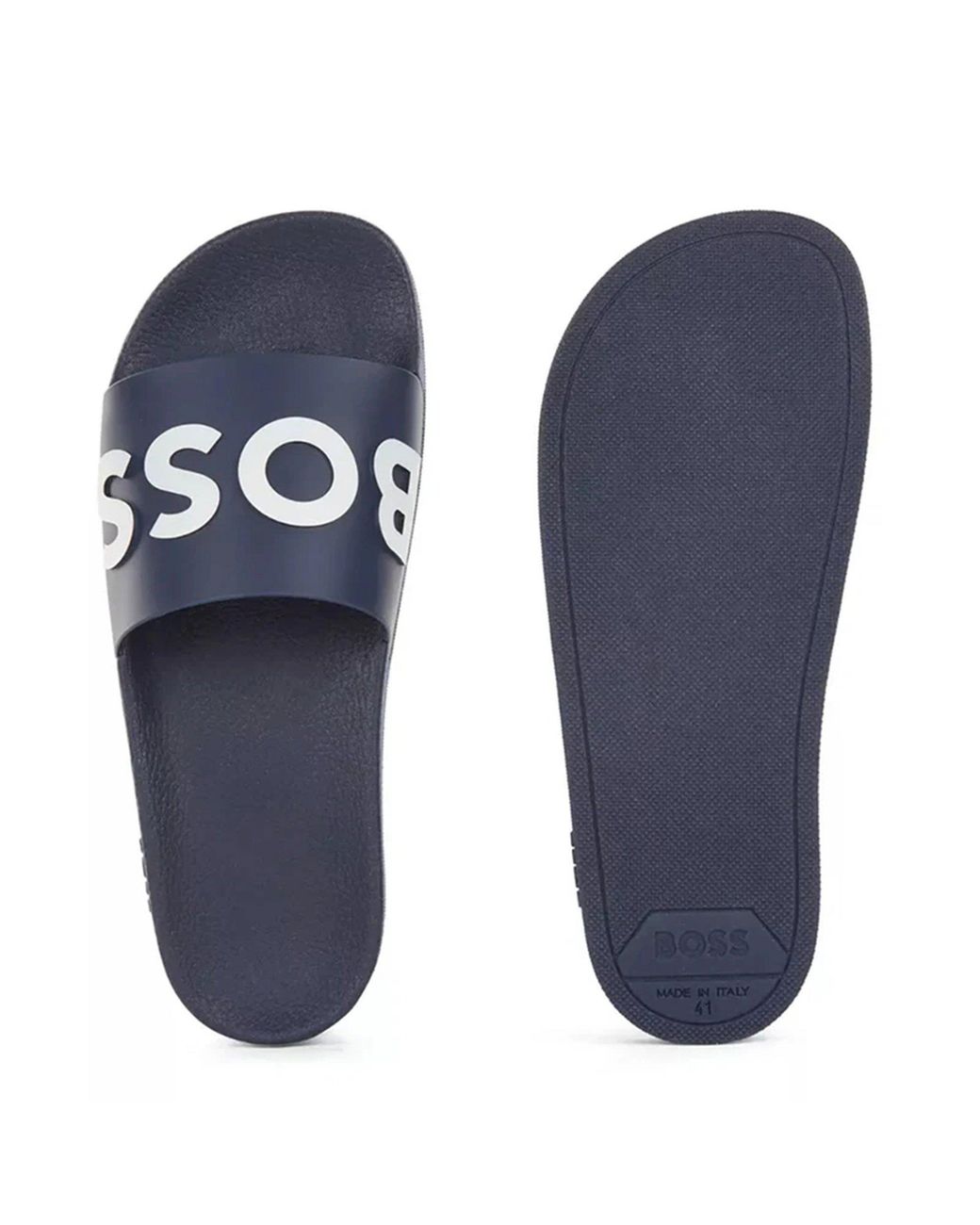 Boss Blue Bay Logo Sliders, Branding Strap Sandals for men