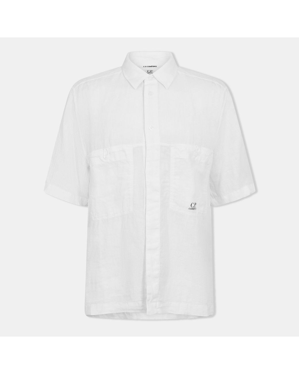 C P Company White Boxy Short Sleeve Shirt for men