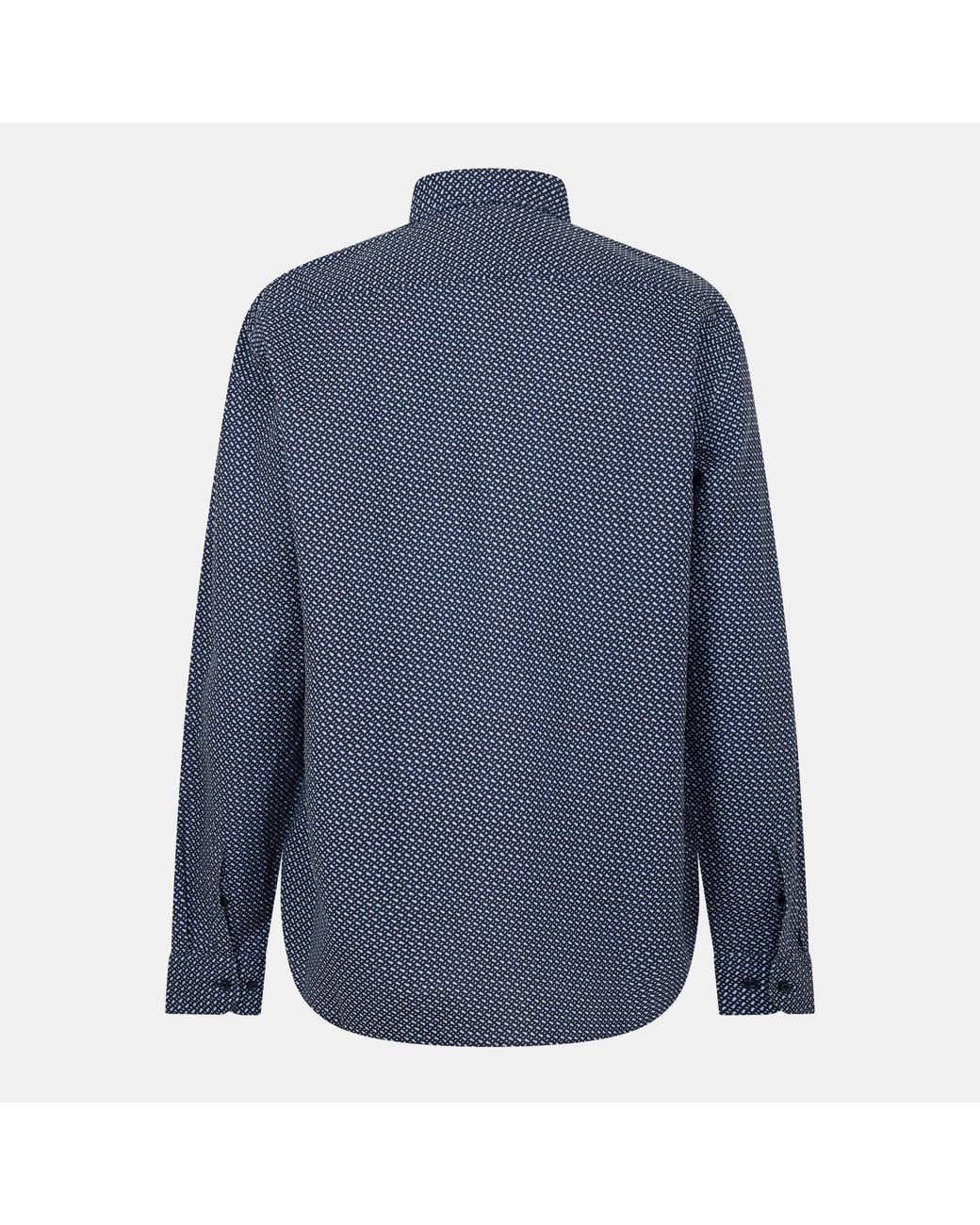 Boss Blue Hbb Chal Kent Patterned Short-Sleeve Shirt for men