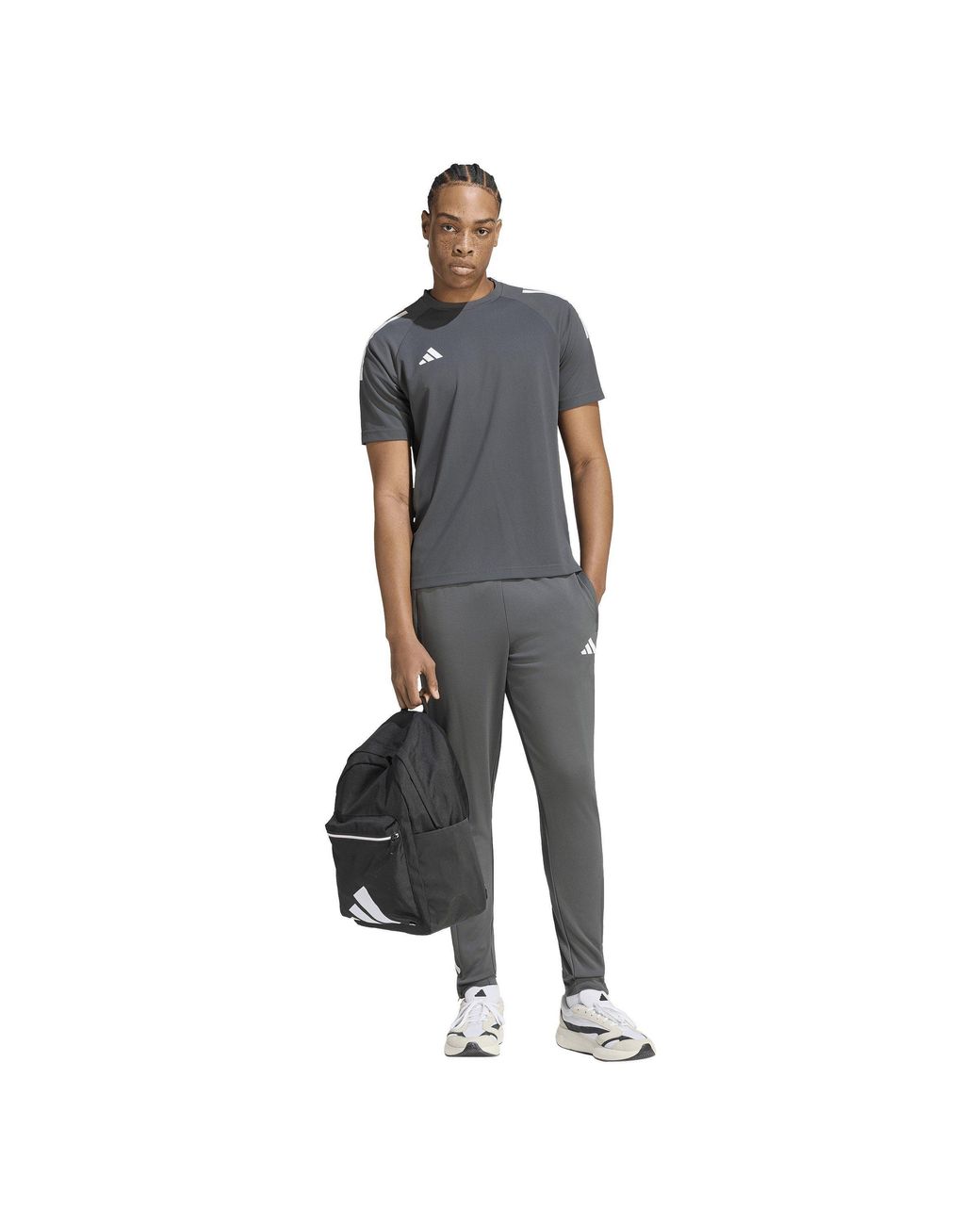 Adidas Gray Classic 3 Stripe Sereno T-Shirt for men