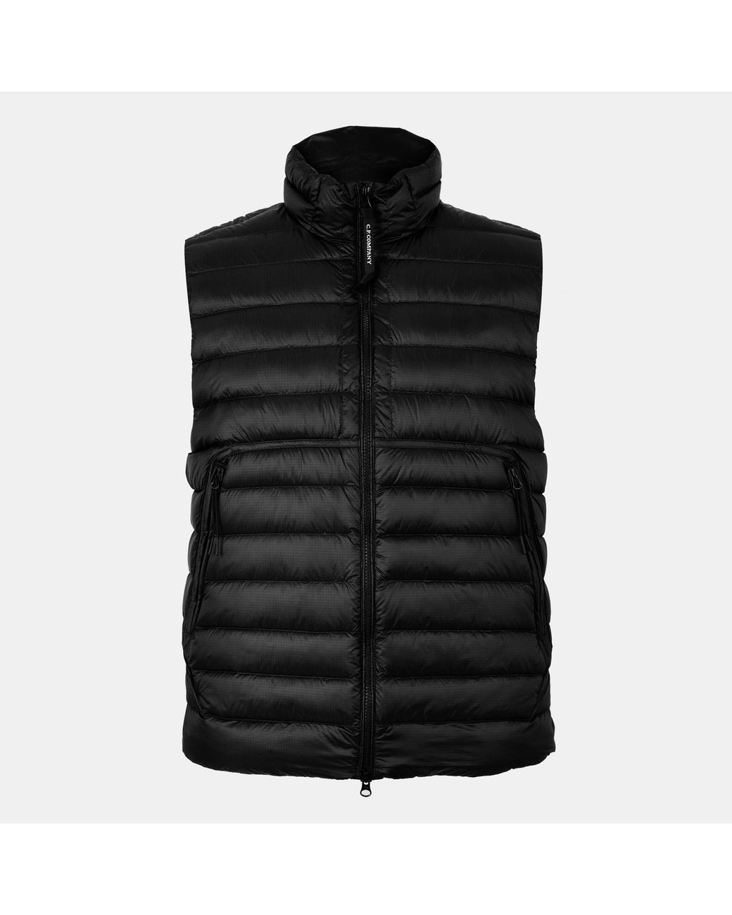 C P Company Black Weather-Resistant Sleeveless Gilet for men