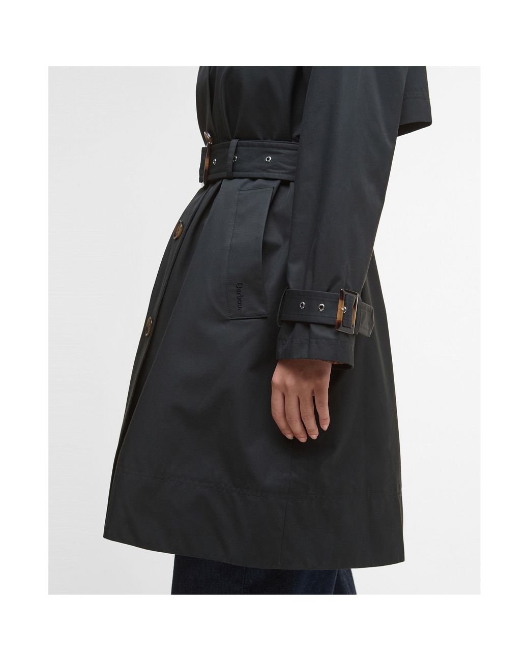 Barbour Blue Maia Showerproof Cotton Long Sleeve Trench Coat
