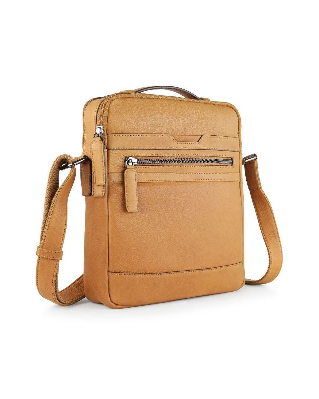 PRIMEHIDE Leather Brown Crossbody Bag With Top Handle And Shoulder Strap