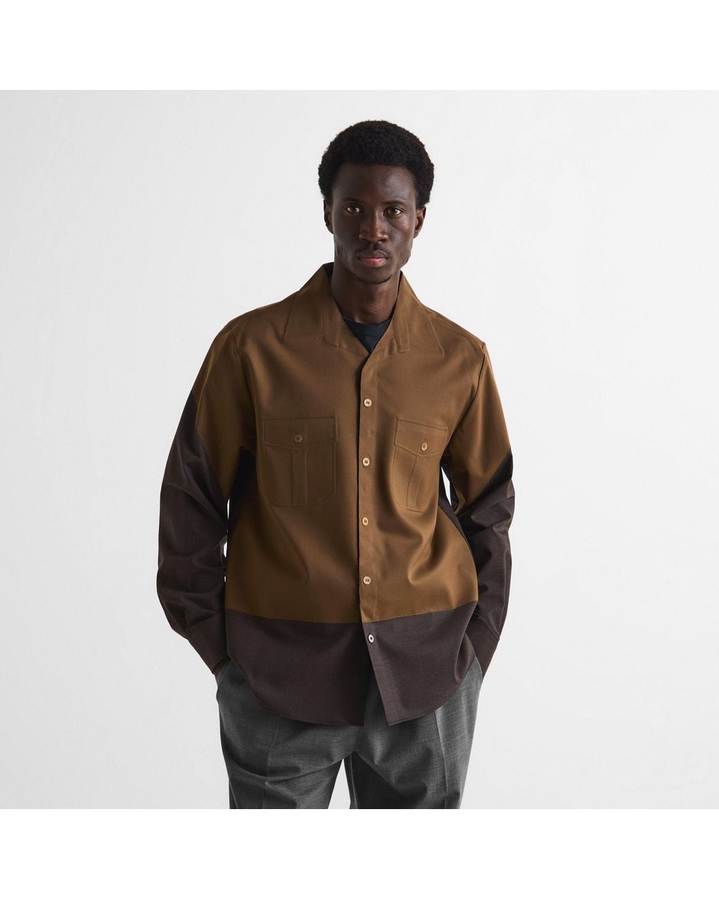 MM6 by Maison Margiela Brown Bonded Long Sleeve Patterned Shirt for men