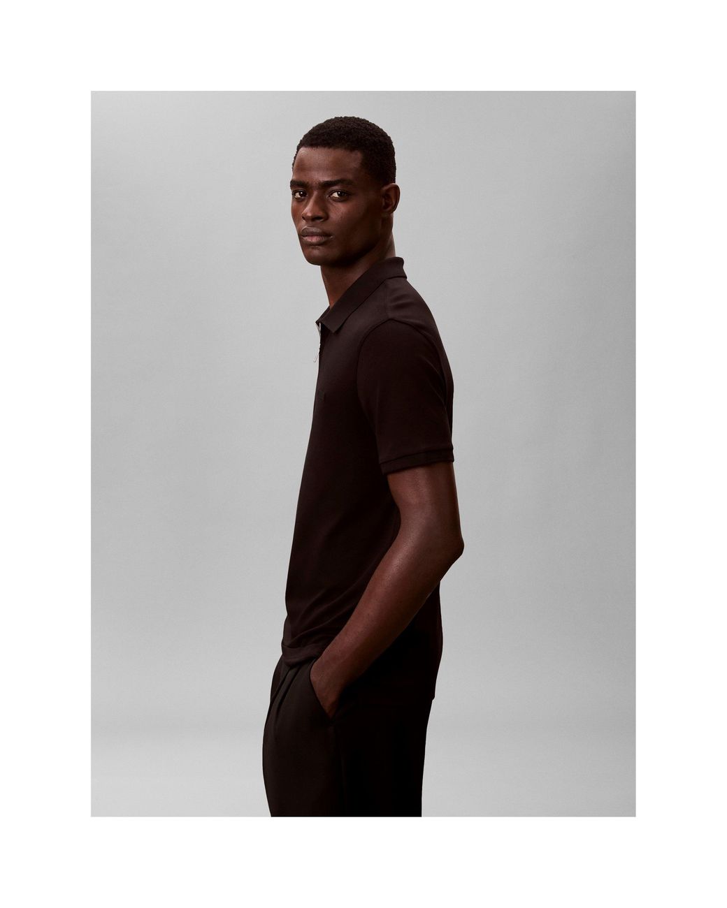 Calvin Klein Black Short Sleeve Polo Shirt for men