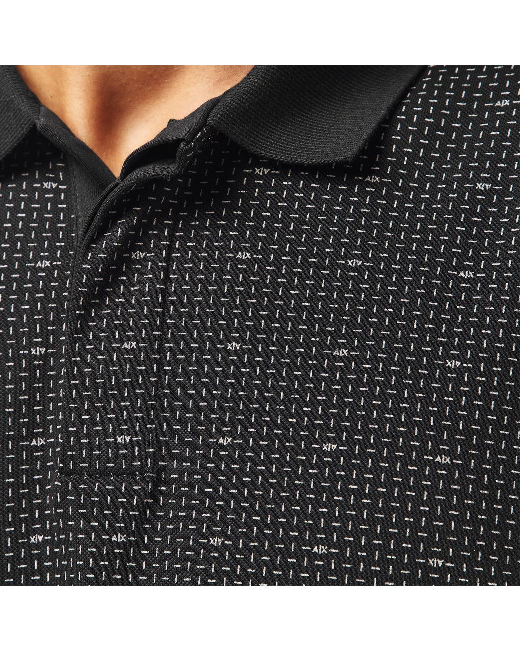 ARMANI EXCHANGE Black Short Sleeve Polo Shirt for men