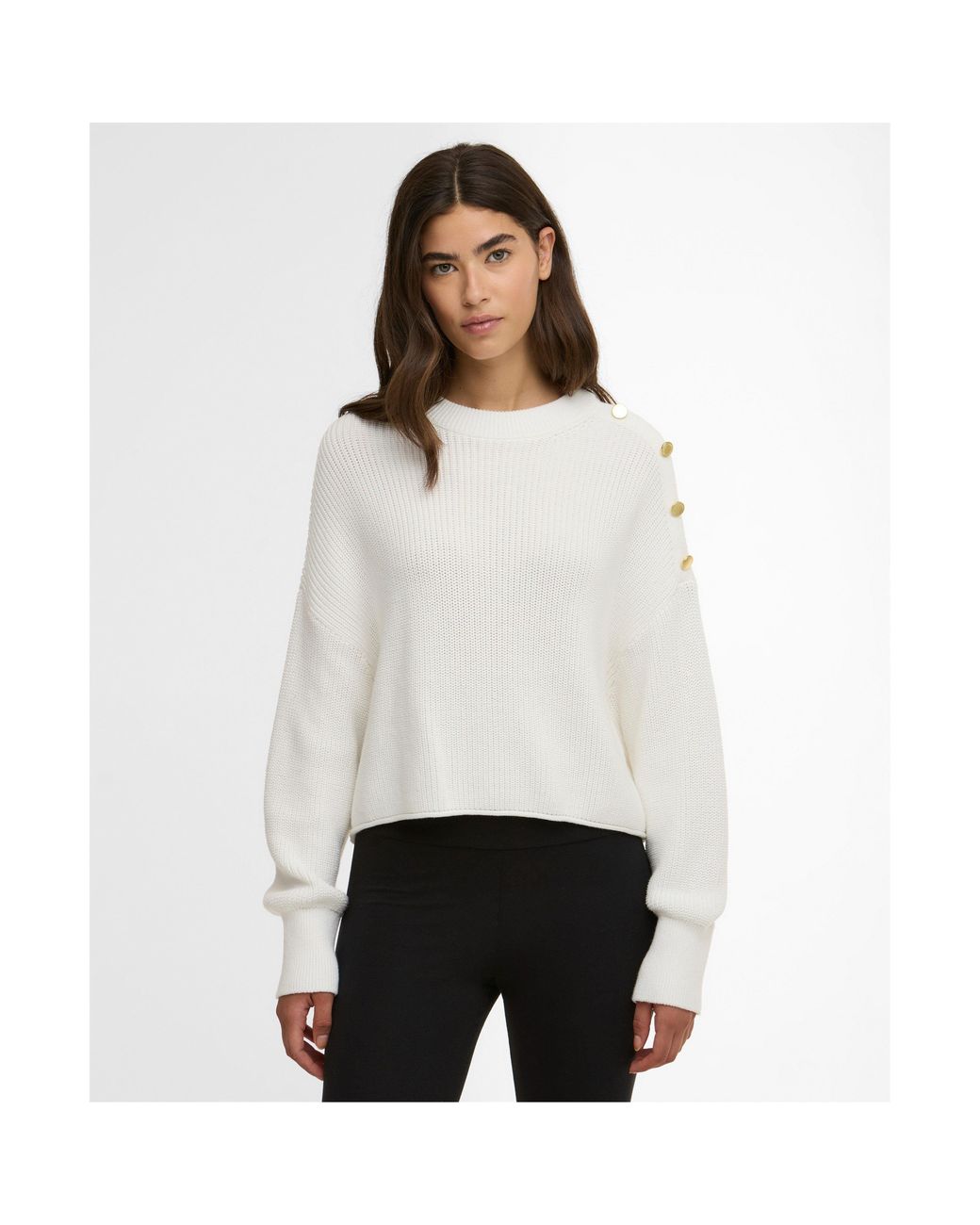 Barbour White Alexis Crew-Neck Jumper