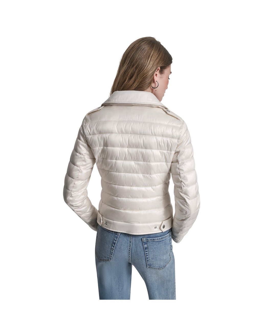DKNY Gray Jeans Moto Style Light Weight Puffer Jacket