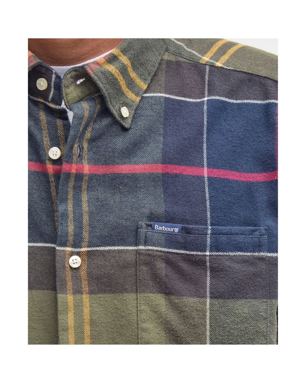 Barbour Blue Edderton Long Sleeve Patterned Shirt for men