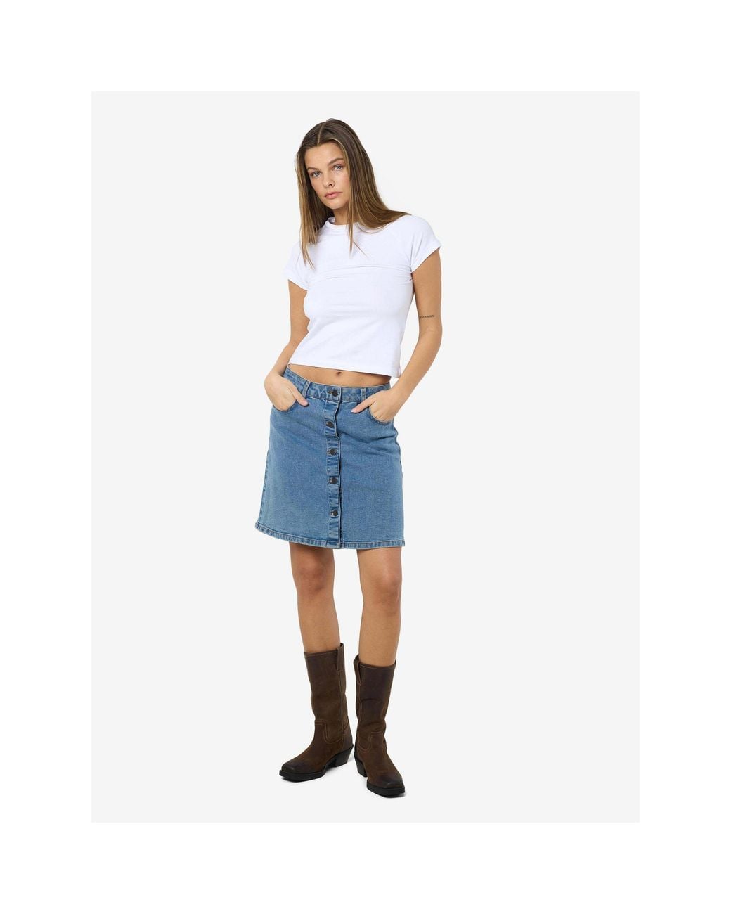 Noisy May Blue A-Line Denim Skirt