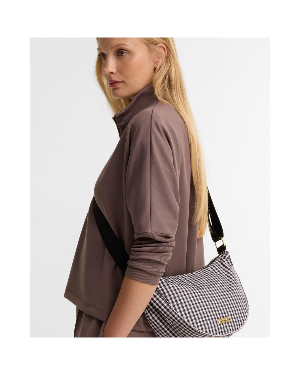 Barbour Black Boulevard Sling Checked Bag