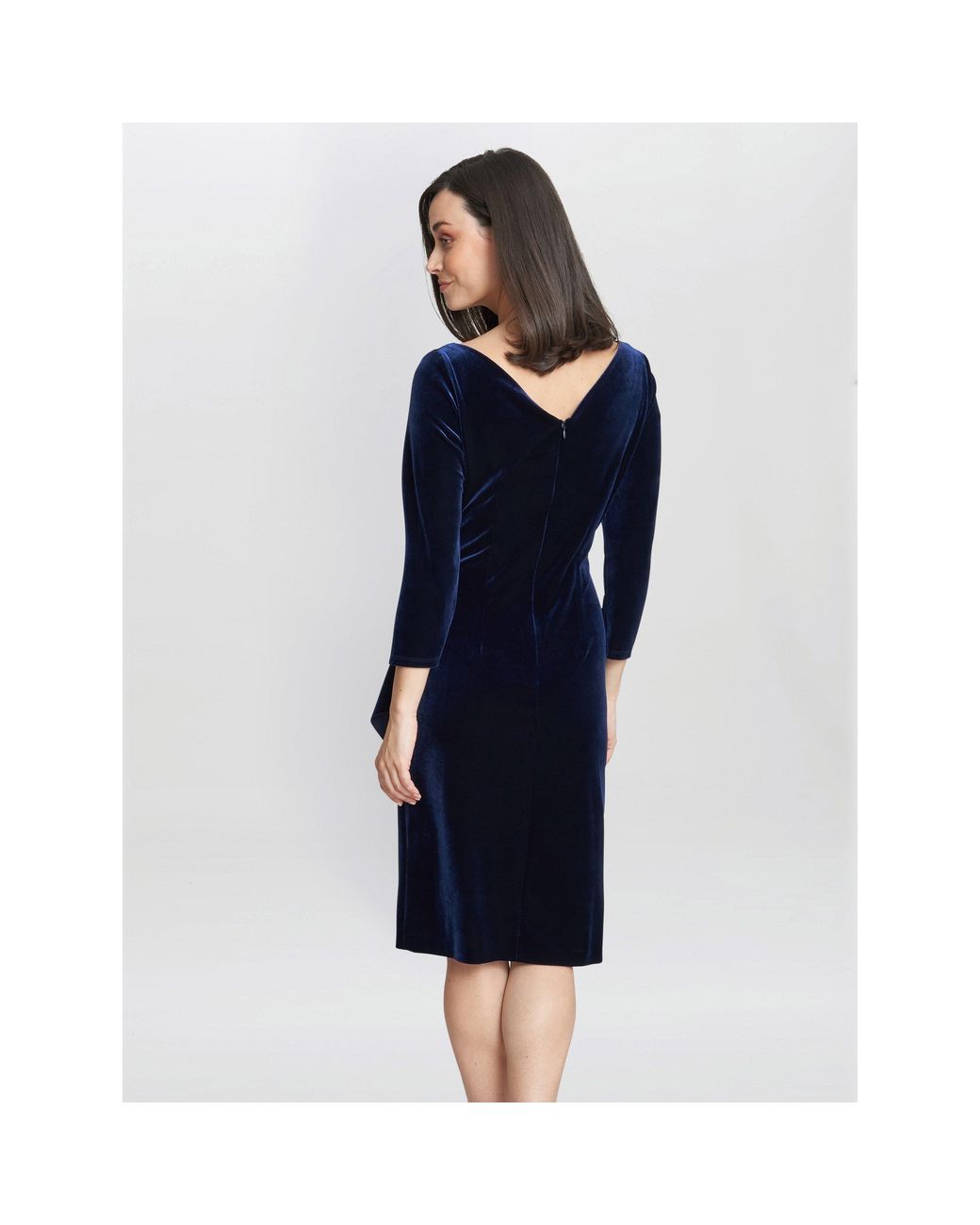 Gina Bacconi Blue Zoe Velvet Wrap Dress