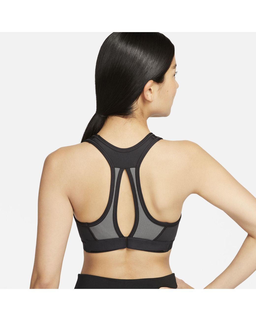 Nike Black Swoosh High Support Non-padded Adjustable Sports Bra