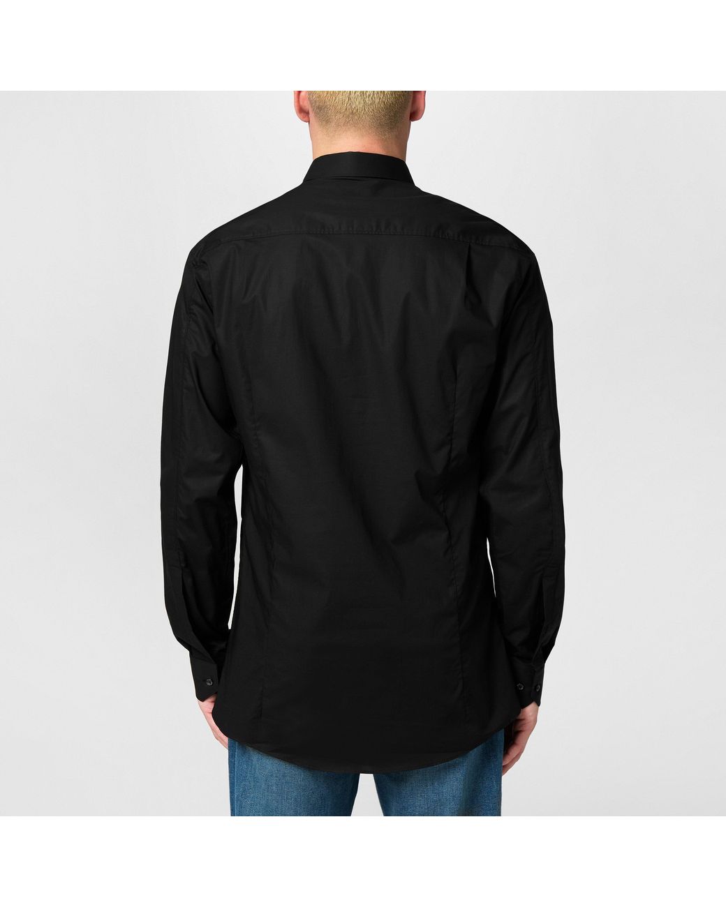 HUGO Black Elisha Long Sleeve Plain Shirt for men