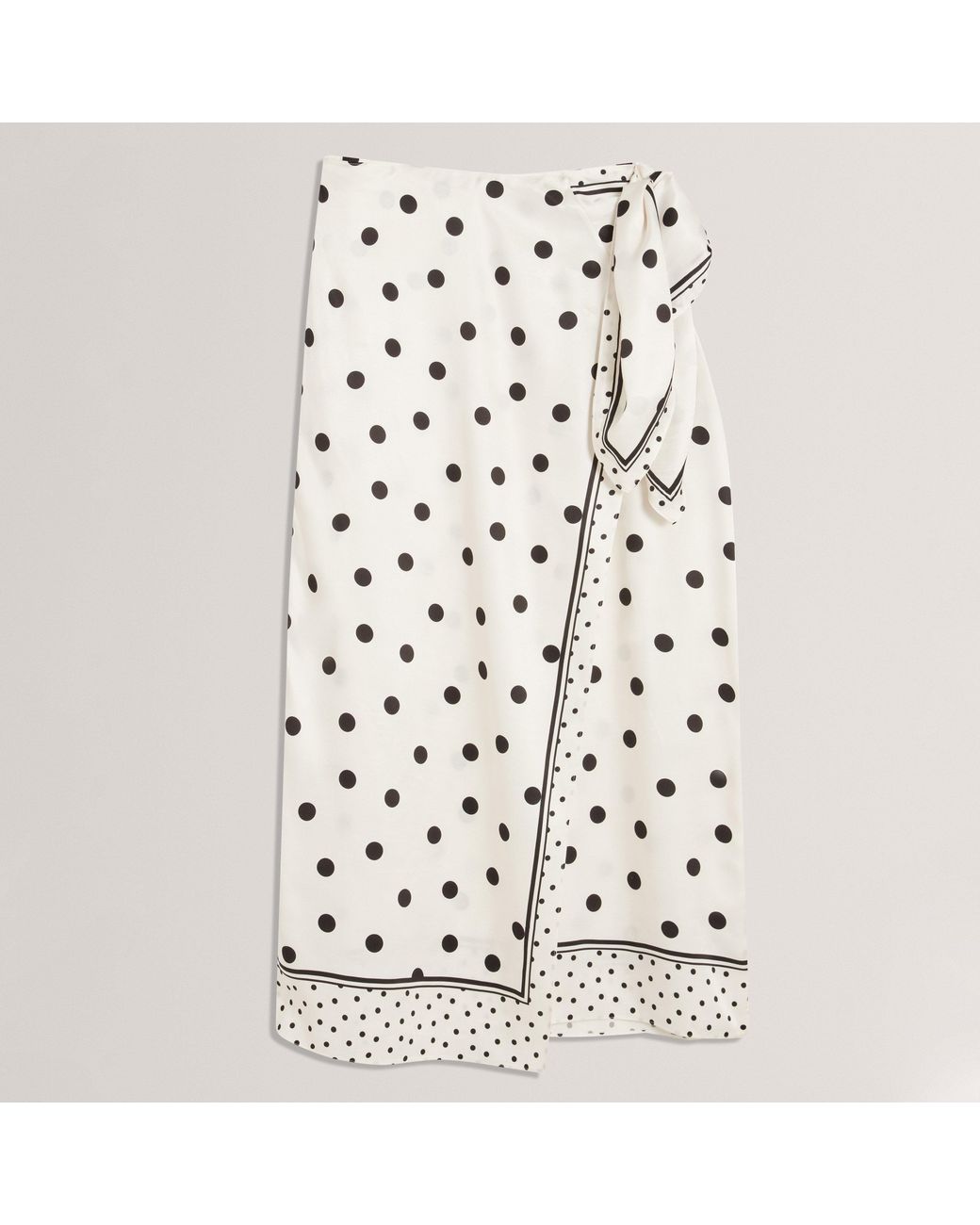 Ted Baker White Polka Dot Knot Detail Midi Skirt