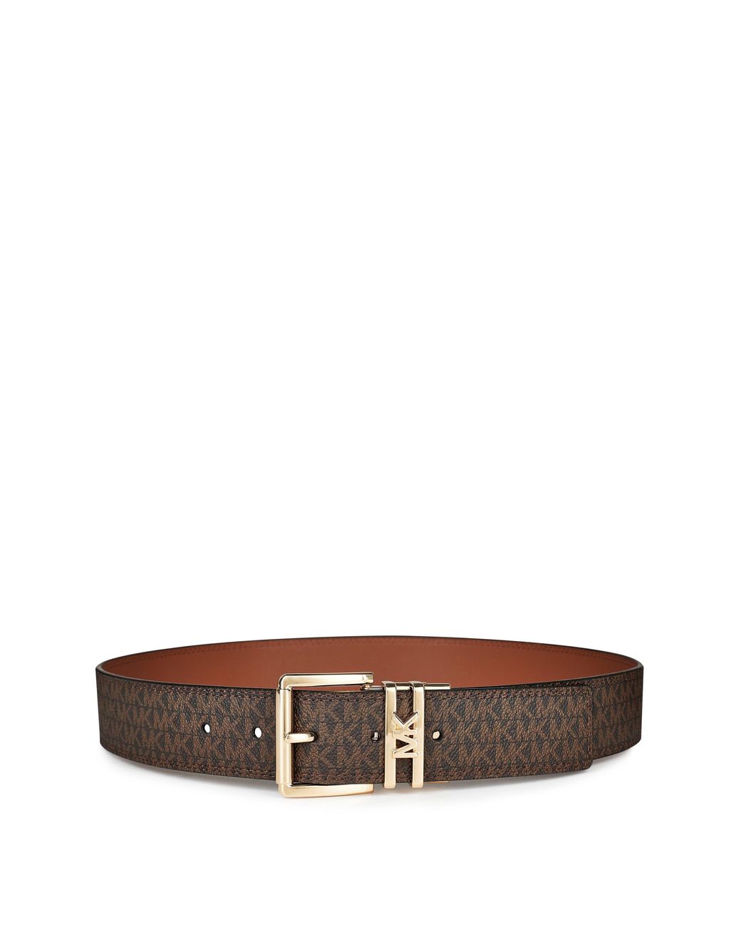 MICHAEL Michael Kors Brown Signature Logo Monogram Leather Belt