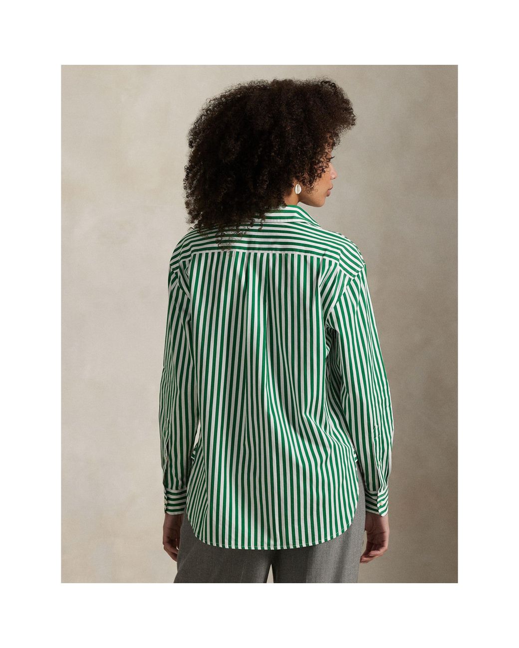 Polo Ralph Lauren Green Stripe Long Sleeve Patterned Shirt