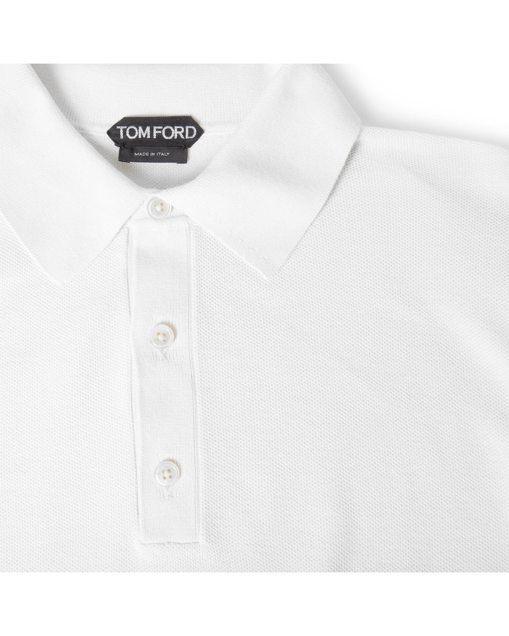 Tom Ford White Tf Piquet Long Sleeve Polo Shirt for men