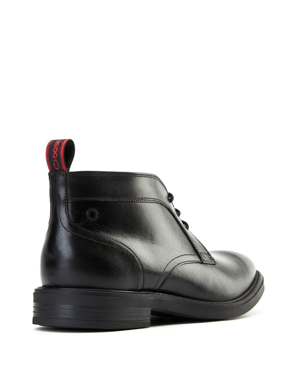 Base London Black Lincoln Leather Ankle Boots for men