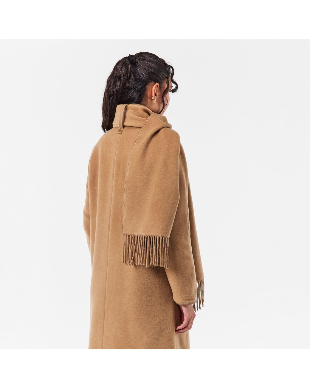 Donna Karan Brown Dkaran Scarf Draped Overcoat