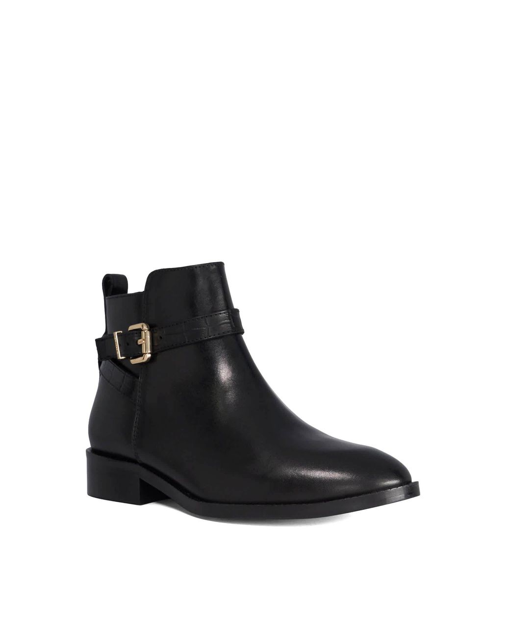 Dune Black Princes Leather Heeled Ankle Boots