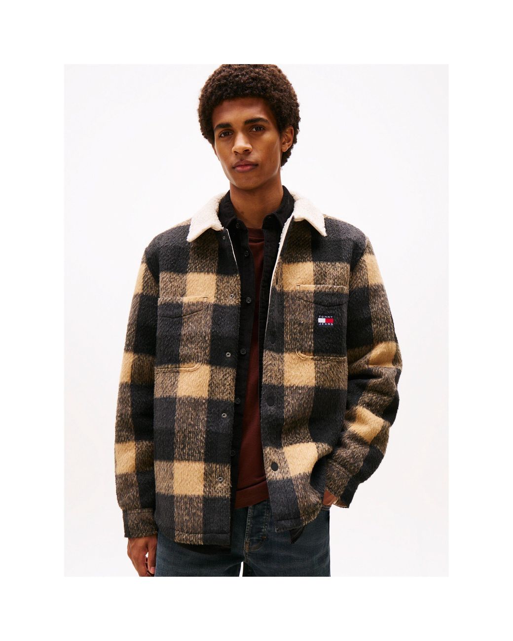 Tommy Hilfiger Black Borg Textured Overshirt for men