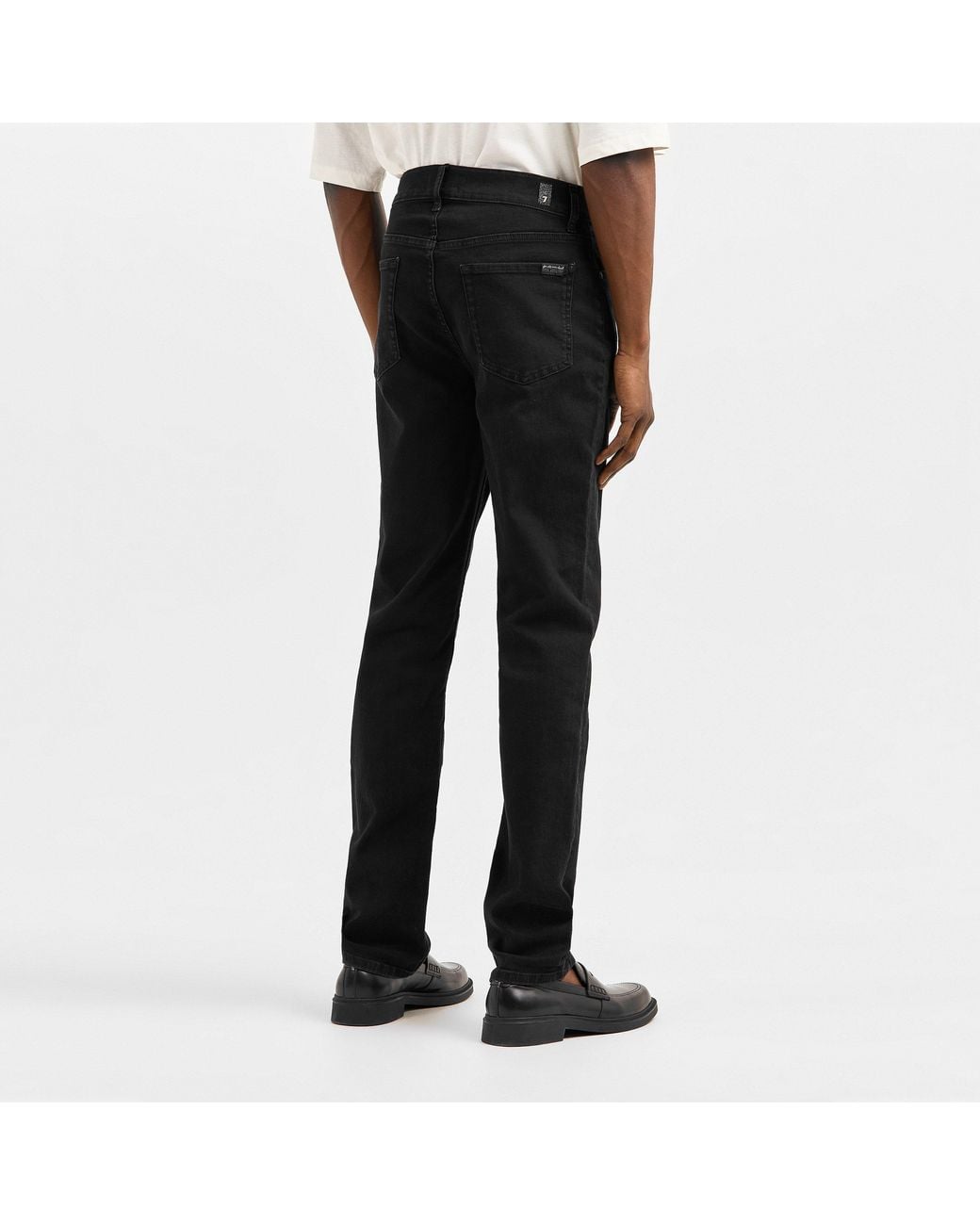 7 For All Mankind Black Slimmy Slim Fit Jeans for men