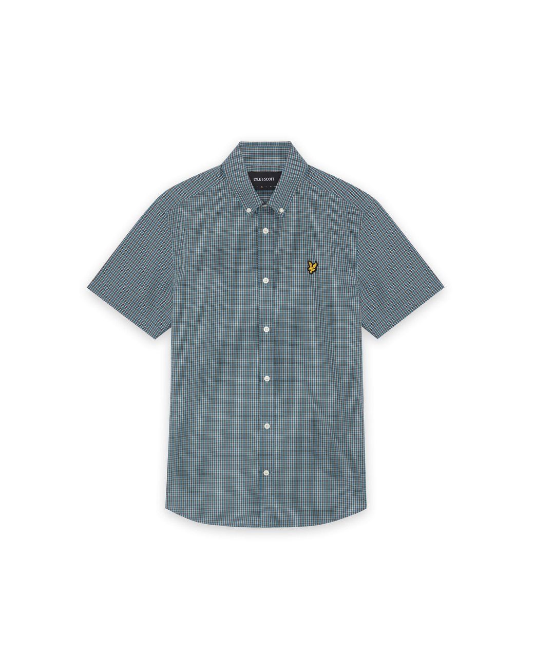 Lyle & Scott Blue Patterned Short Sleeve Shirt for men