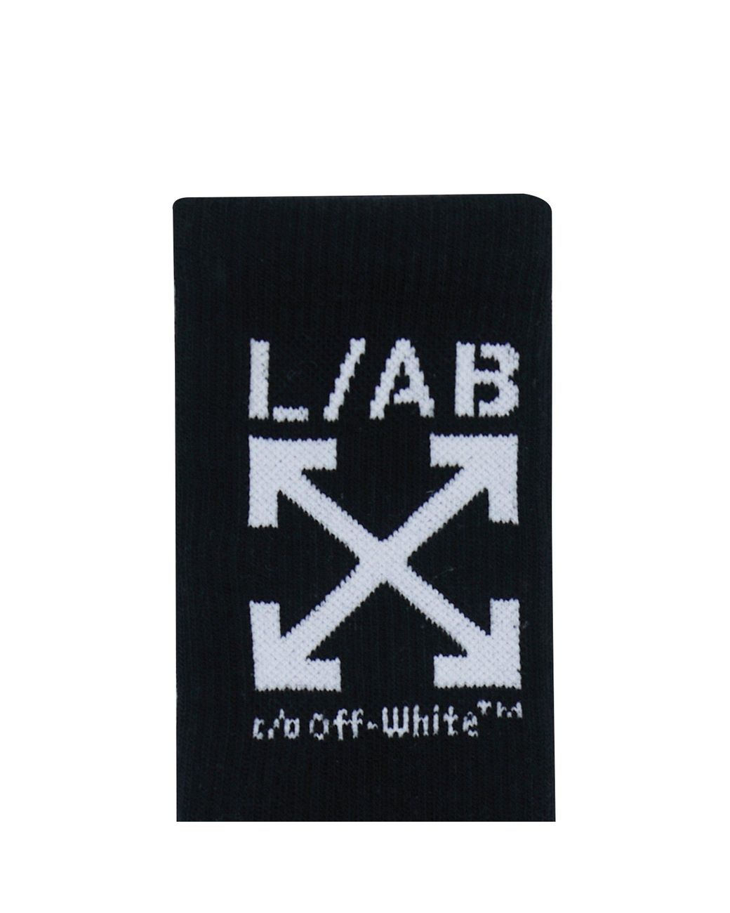 L/AB Off White Black Arrow Mid-Calf Cotton Crew Socks for men