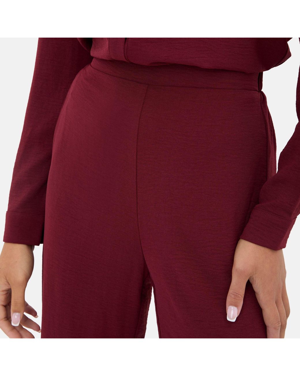 I Saw It First Red Soft Crepe Wide Leg Trouser