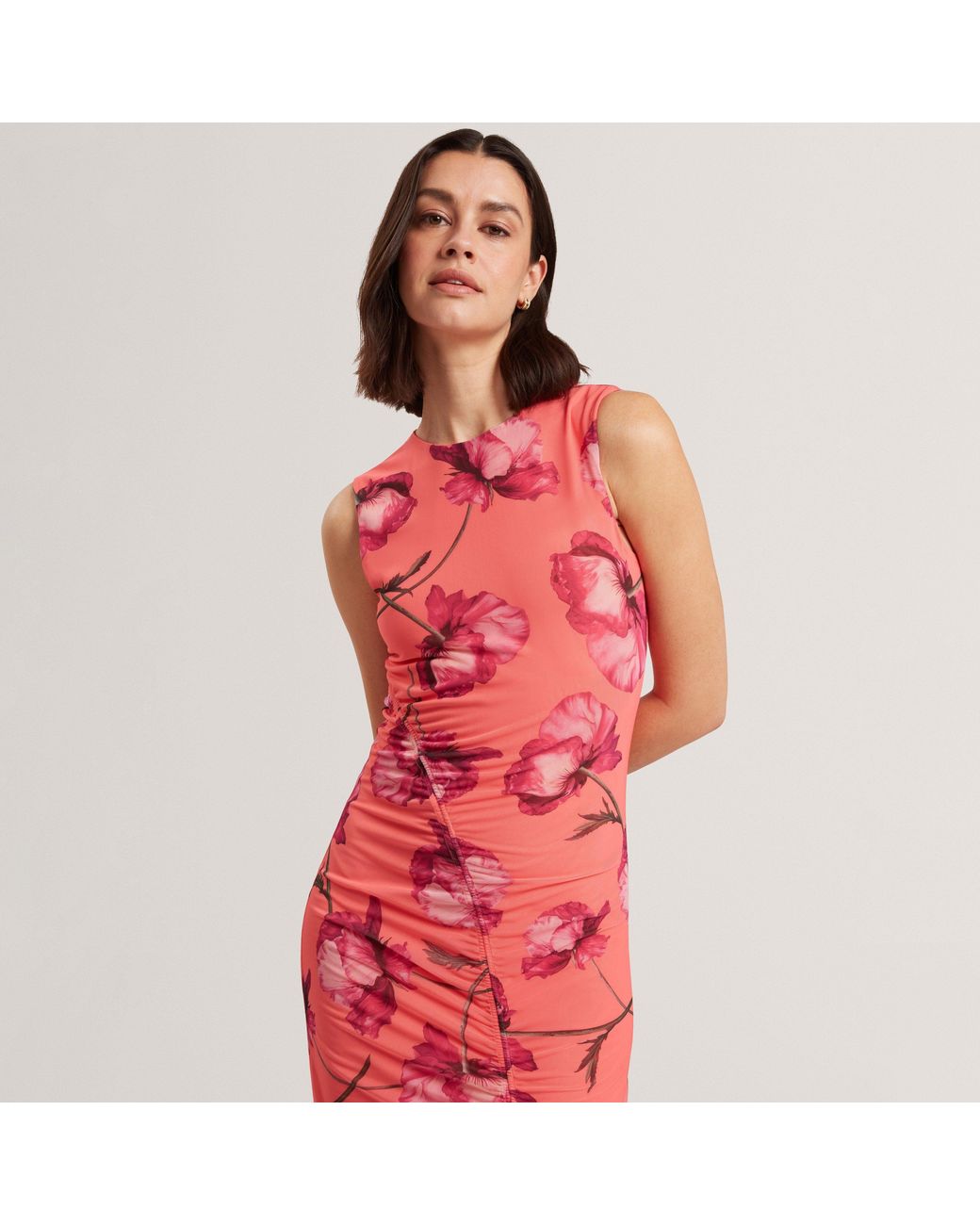 Ted Baker Red Mesh Midi Dress