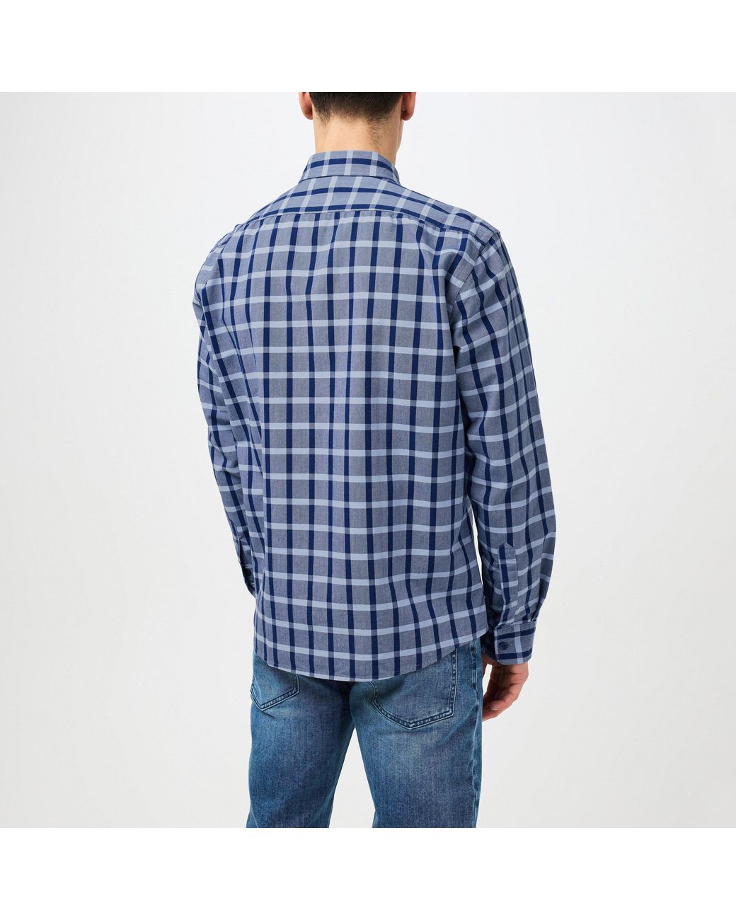Boss Blue Patterned Long Sleeve Shirt for men
