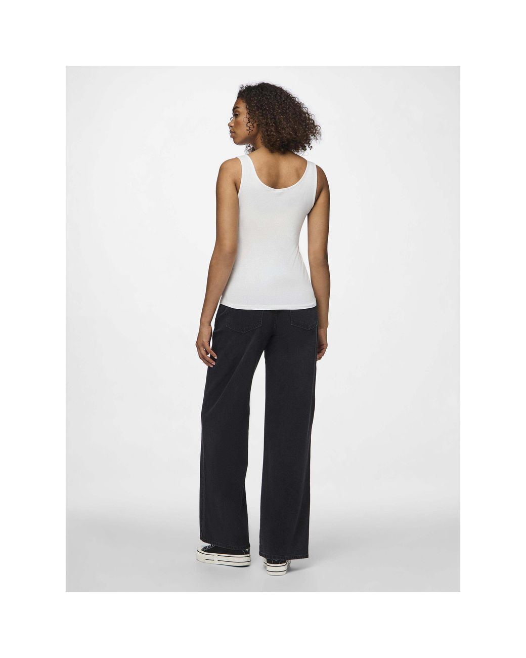 Pieces White Kitte Cotton Slim-Fit Tank Top