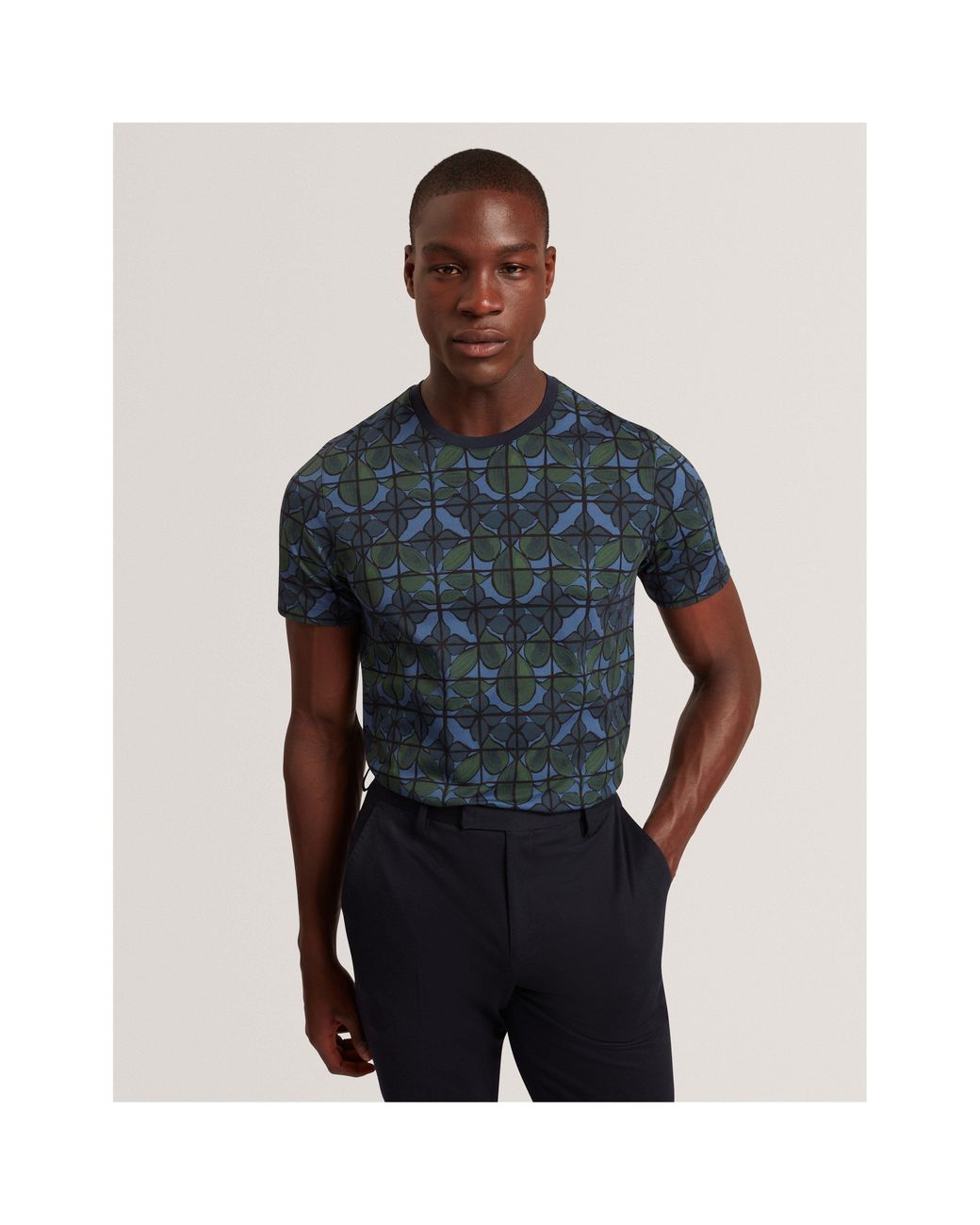 Ted Baker Blue Floral Long-Sleeve Patterned Shirt for men